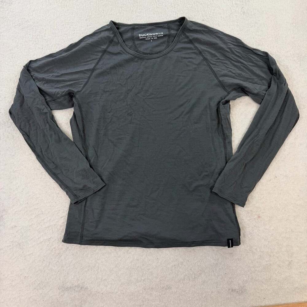 Duckworth Women's Merino Wool Grey Long Sleeve Thermal Cold Winter Top Sz Large